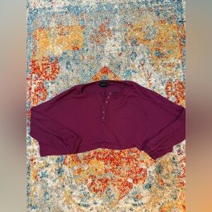 Dark Magenta Boxy Cropped Long Sleeve Thermal